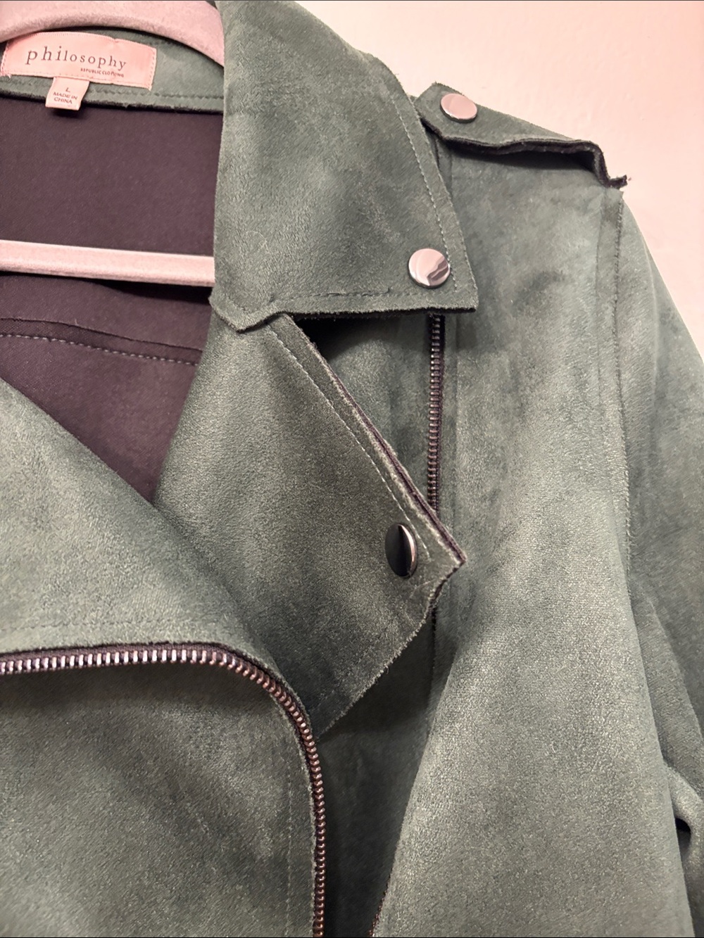 philosophy Forest Green Suede Moto Jacket - Picture 4 of 5
